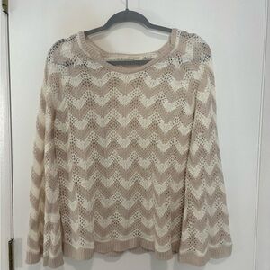 Light Pink and White Chevron Knit Sweater
